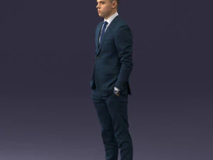 000191 Young Businessman in Suit Standing Pose 1012 3D Model
