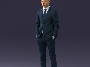 000191 Young Businessman in Suit Standing Pose 1012 3D Model