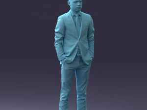 000191 Young Businessman in Suit Standing Pose 1012 3D Model