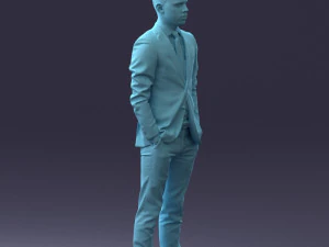 000191 Young Businessman in Suit Standing Pose 1012 3D Model