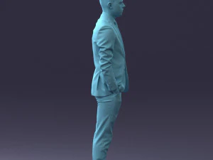 000191 Young Businessman in Suit Standing Pose 1012 3D Model