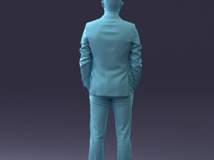 000191 Young Businessman in Suit Standing Pose 1012 3D Model