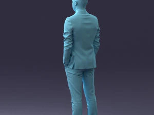 000191 Young Businessman in Suit Standing Pose 1012 3D Model