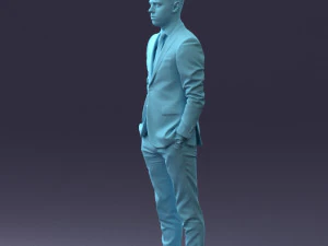 000191 Young Businessman in Suit Standing Pose 1012 3D Model