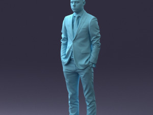 000191 Young Businessman in Suit Standing Pose 1012 3D मॉडल