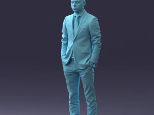 000191 Young Businessman in Suit Standing Pose 1012 3D Model