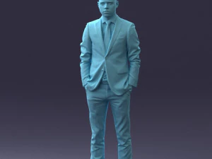 000191 Young Businessman in Suit Standing Pose 1012 3D Model