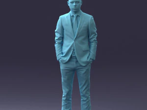 000191 Young Businessman in Suit Standing Pose 1012 3D Model