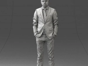 000191 Young Businessman in Suit Standing Pose 1012 3D Model