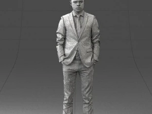 000191 Young Businessman in Suit Standing Pose 1012 3D Model