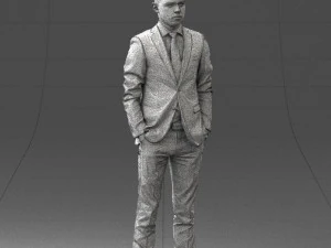 000191 Young Businessman in Suit Standing Pose 1012 3D Model