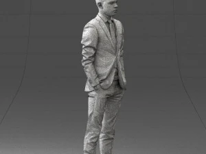 000191 Young Businessman in Suit Standing Pose 1012 3D Model