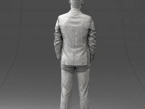 000191 Young Businessman in Suit Standing Pose 1012 3D Model