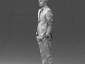 000191 Young Businessman in Suit Standing Pose 1012 3D Model