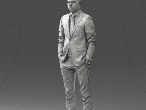 000191 Young Businessman in Suit Standing Pose 1012 3D Model