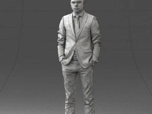 000191 Young Businessman in Suit Standing Pose 1012 3D Model