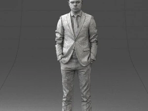 000191 Young Businessman in Suit Standing Pose 1012 3D Model