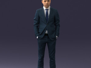 000191 Young Businessman in Suit Standing Pose 1012 3dp Modello di stampa 3D