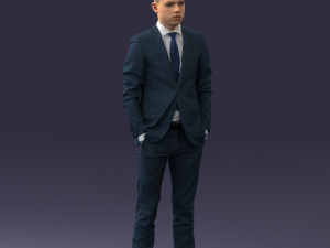 000191 Young Businessman in Suit Standing Pose 1012 3dp Modello di stampa 3D
