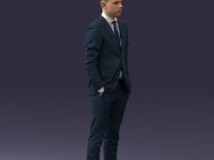 000191 Young Businessman in Suit Standing Pose 1012 3dp Modello di stampa 3D