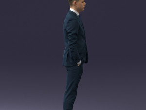 000191 Young Businessman in Suit Standing Pose 1012 3dp Modello di stampa 3D
