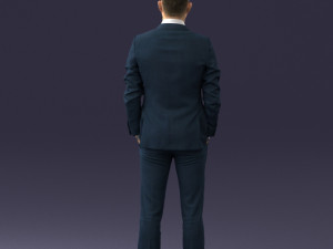 000191 Young Businessman in Suit Standing Pose 1012 3dp Modello di stampa 3D