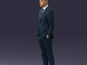 000191 Young Businessman in Suit Standing Pose 1012 3dp Modello di stampa 3D