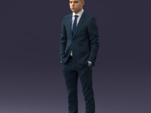 000191 Young Businessman in Suit Standing Pose 1012 3dp Modello di stampa 3D