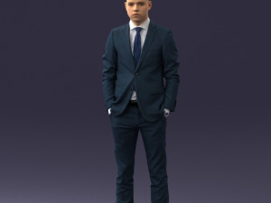 000191 Young Businessman in Suit Standing Pose 1012 3dp Modello di stampa 3D