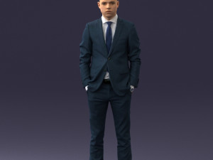 000191 Young Businessman in Suit Standing Pose 1012 3dp Modello di stampa 3D