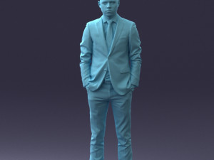 000191 Young Businessman in Suit Standing Pose 1012 3dp Modello di stampa 3D