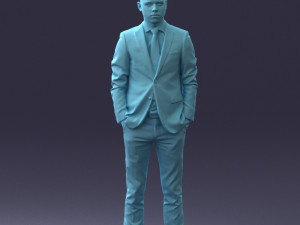 000191 Young Businessman in Suit Standing Pose 1012 3dp Modello di stampa 3D