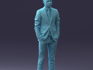 000191 Young Businessman in Suit Standing Pose 1012 3dp Modello di stampa 3D