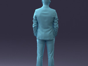 000191 Young Businessman in Suit Standing Pose 1012 3dp Modello di stampa 3D