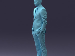 000191 Young Businessman in Suit Standing Pose 1012 3dp Modello di stampa 3D