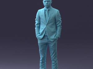 000191 Young Businessman in Suit Standing Pose 1012 3dp Modello di stampa 3D