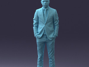 000191 Young Businessman in Suit Standing Pose 1012 3dp Modello di stampa 3D