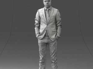 000191 Young Businessman in Suit Standing Pose 1012 3dp Modello di stampa 3D