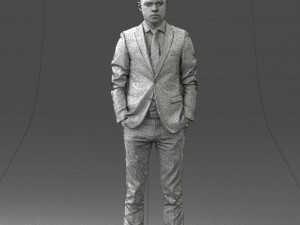 000191 Young Businessman in Suit Standing Pose 1012 3dp Modello di stampa 3D