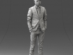 000191 Young Businessman in Suit Standing Pose 1012 3dp Modello di stampa 3D