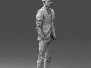 000191 Young Businessman in Suit Standing Pose 1012 3dp Modello di stampa 3D