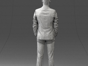 000191 Young Businessman in Suit Standing Pose 1012 3dp Modello di stampa 3D
