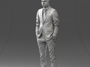 000191 Young Businessman in Suit Standing Pose 1012 3dp Modello di stampa 3D