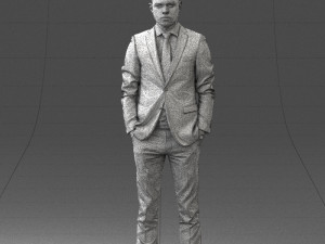 000191 Young Businessman in Suit Standing Pose 1012 3dp Modello di stampa 3D