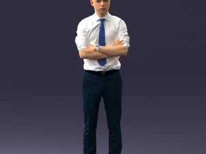 000193 Young Businessman in Shirt and Tie Arms Crossed Pose 1012 3D Model
