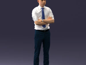 000193 Young Businessman in Shirt and Tie Arms Crossed Pose 1012 3D Model