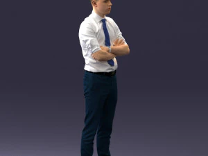 000193 Young Businessman in Shirt and Tie Arms Crossed Pose 1012 3D Model