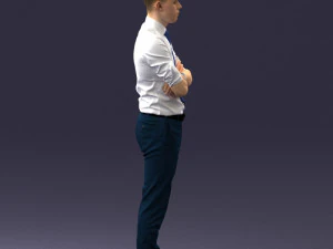 000193 Young Businessman in Shirt and Tie Arms Crossed Pose 1012 3D Model