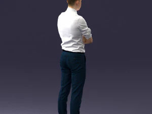 000193 Young Businessman in Shirt and Tie Arms Crossed Pose 1012 3D Model
