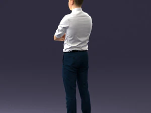 000193 Young Businessman in Shirt and Tie Arms Crossed Pose 1012 3D Model